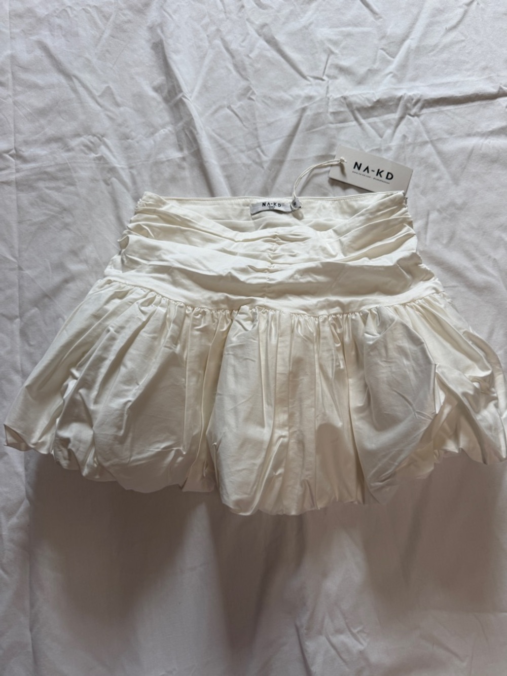 NA-KD Cream Bubble Mini Skirt